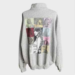 Taylor Swift The Eras Tour Gray Zip Sweatshirt Large or XL Boxy fit Pop Music‎